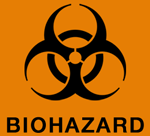 Orange Biohazard Symbol on Orange Background