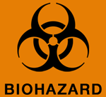 Orange Biohazard Symbol on Orange Background Orange Biohazard Symbol on Orange Background