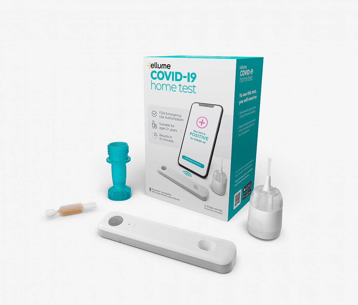 A photo of the Ellume FDA-approved COVID test kit.