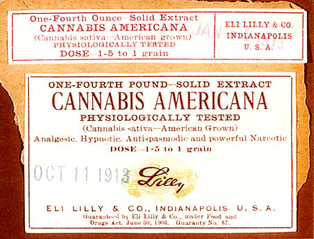 Photo of Cannabis Package Label from 1913