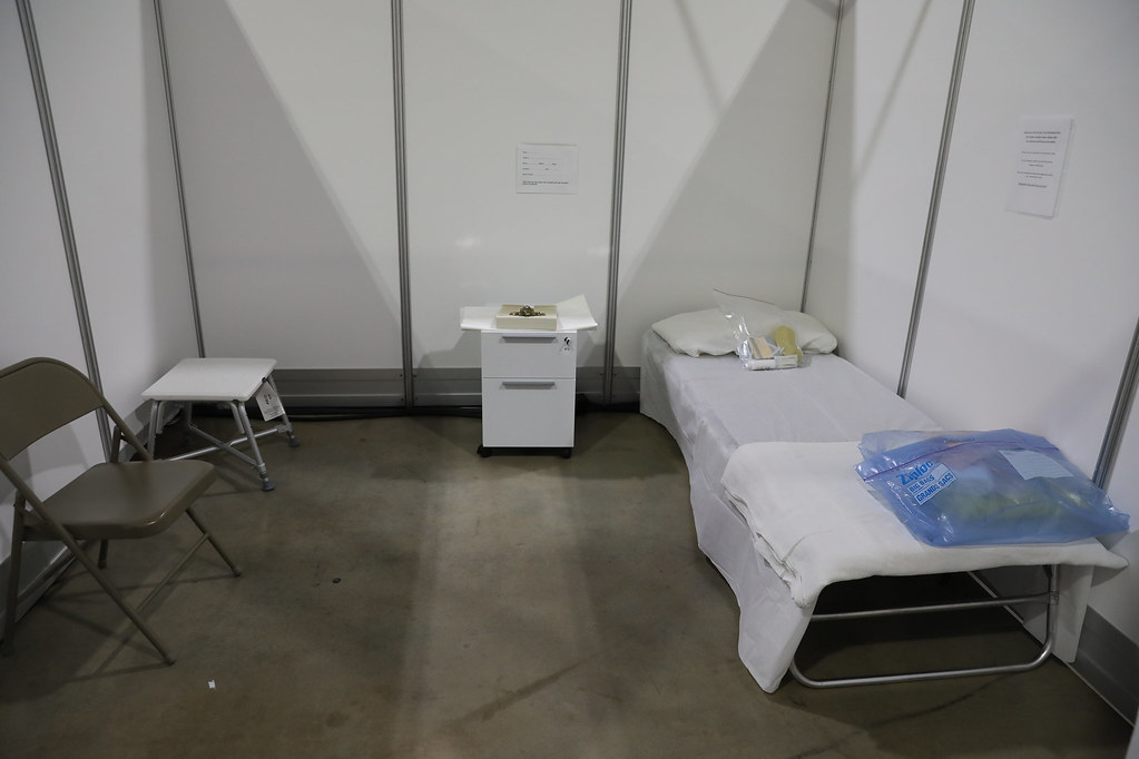A patient room in a field hospital in Atlantic City, NJ.