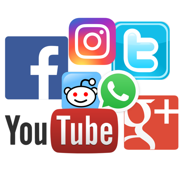 A mash-up of various social media icons.