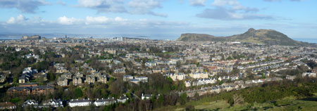 A view of Edinburgh, Scotland from Blackford Hill. 