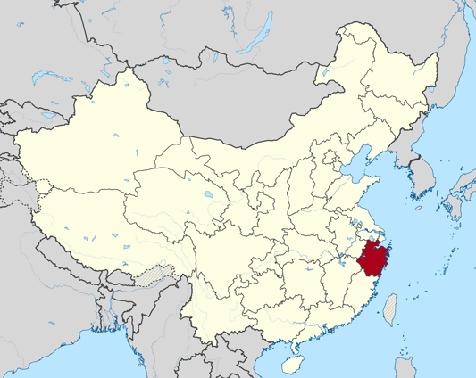 Map of Zhejiang Province in China