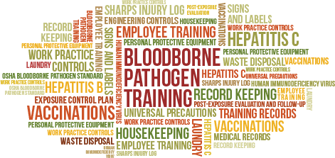 Bloodborne Pathogen Training: collage of associate terms