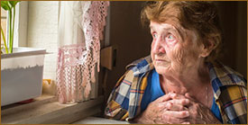 photo of elderly woman sitting near a window