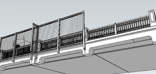 Aurora Bridge in Seattle: Suicide Barrier drawing of Aurora Bridge fence suicide barrier in Seattle
