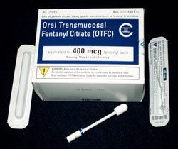 Oral Transmucosal Fentanyl (Lollipops) A box of oral transmucosal fentanyl.