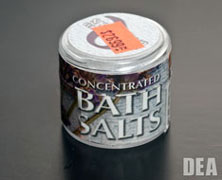 A jar of bath salts with a misleading label.