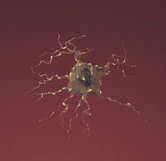 An illustration of a damaged, dying neuron.