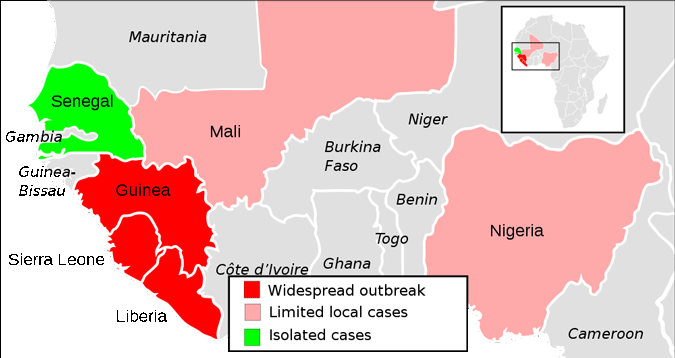 Graph Showing Extent of Ebola Epidemic in West Africa in 2014