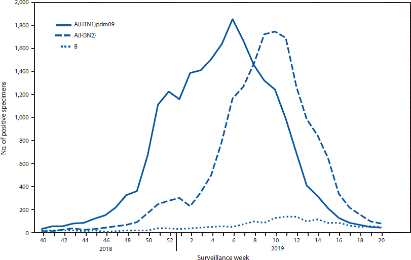 2 waves of flu activity for 2018 to 2019 season