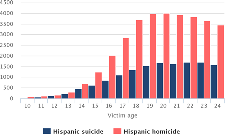 chart of hispanic suicide and homicide victims by age