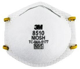 A photograph of an N-95 respirator.