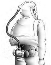 A drawing of a Powered Air-Purifying Respirator Hood (PAPR).