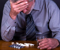 photo of man with pills and glass of water