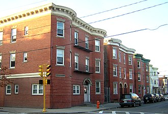 A photo of apartment buildings in downtown Chelsea, Massachusetts.
