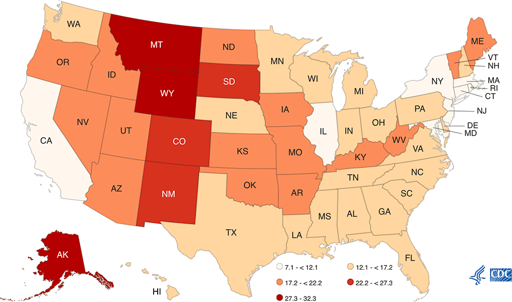 Map: Suicide Rates in the United States by State (2021)