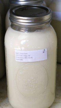 A bottle of unpasteurized milk.
