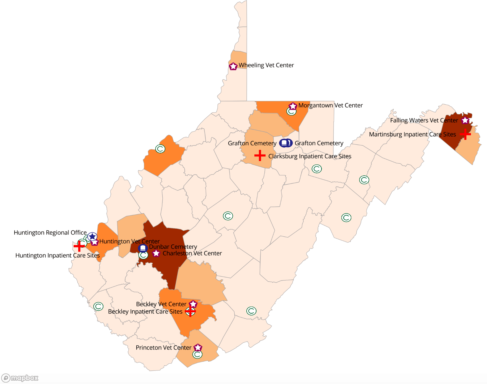 Map: Distribution of Veterans by County (FY2023)