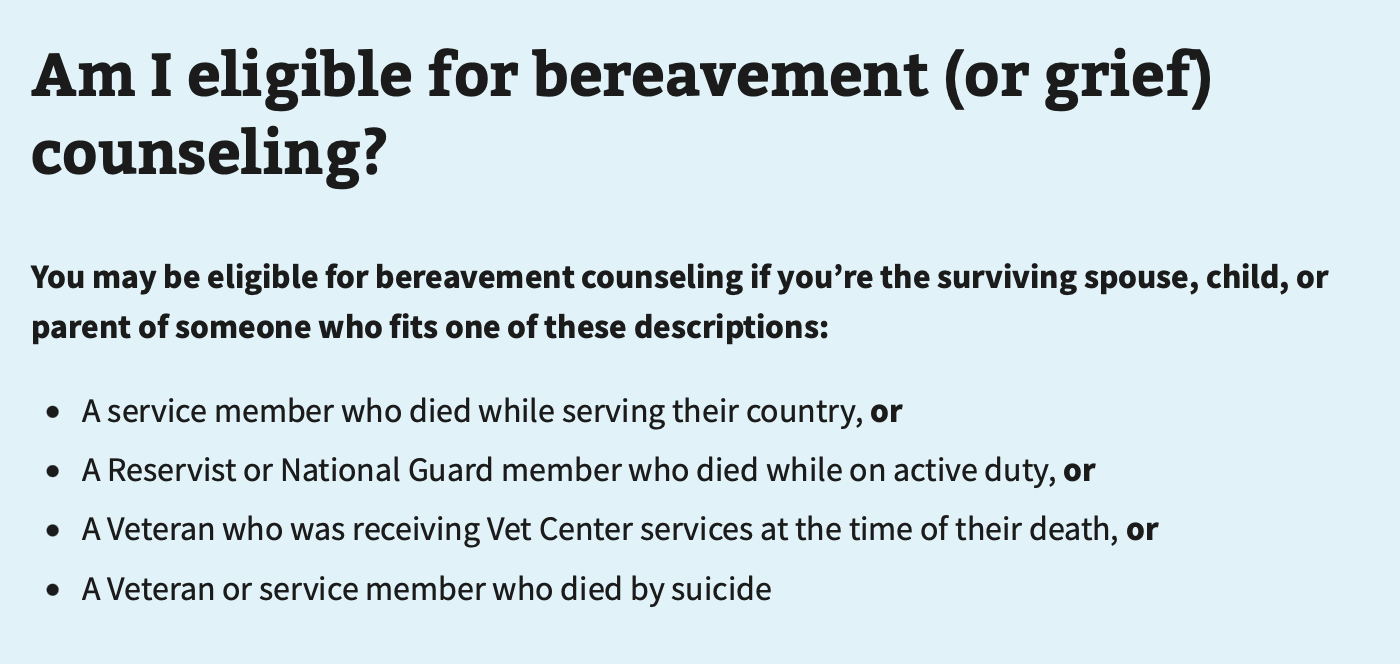 Graphic: VA Bereavement Counseling Poster
