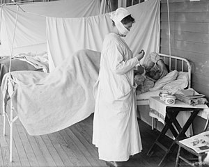 Nurse Wearing Mask at Walter Reed Hospital During 1918 Flu Pandemic