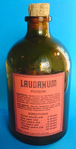 Bottle Containing Laudanum A 100-ml bottle of laudanum sold until the late 1800s.