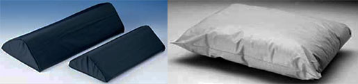 Types of Pillows for Positioning Examples of wedges and pillows used for positioning.