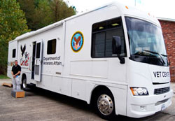 A photograph of a Department of Veterans Affairs van used as a mobile vet center.